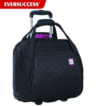 Wheeled under seat carry-on with back-up bag,quilted rolling under seat tote,boarding bag HCDP0051